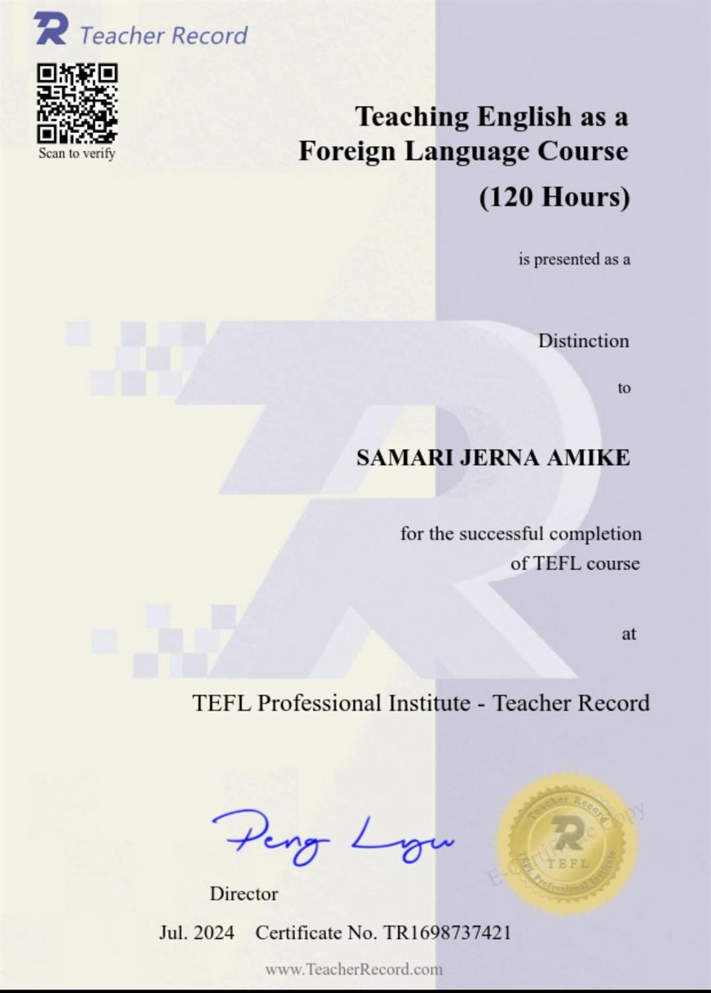 TEFL Certificate 