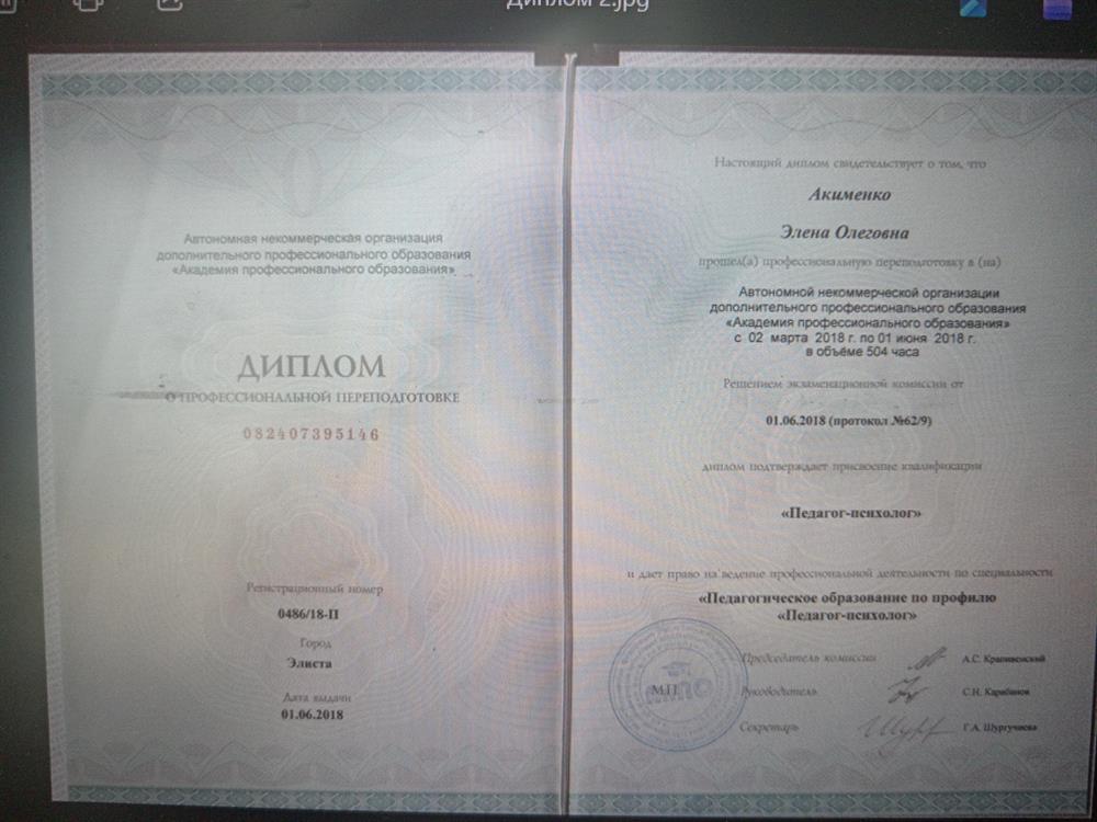 Диплом профессионального переобучения