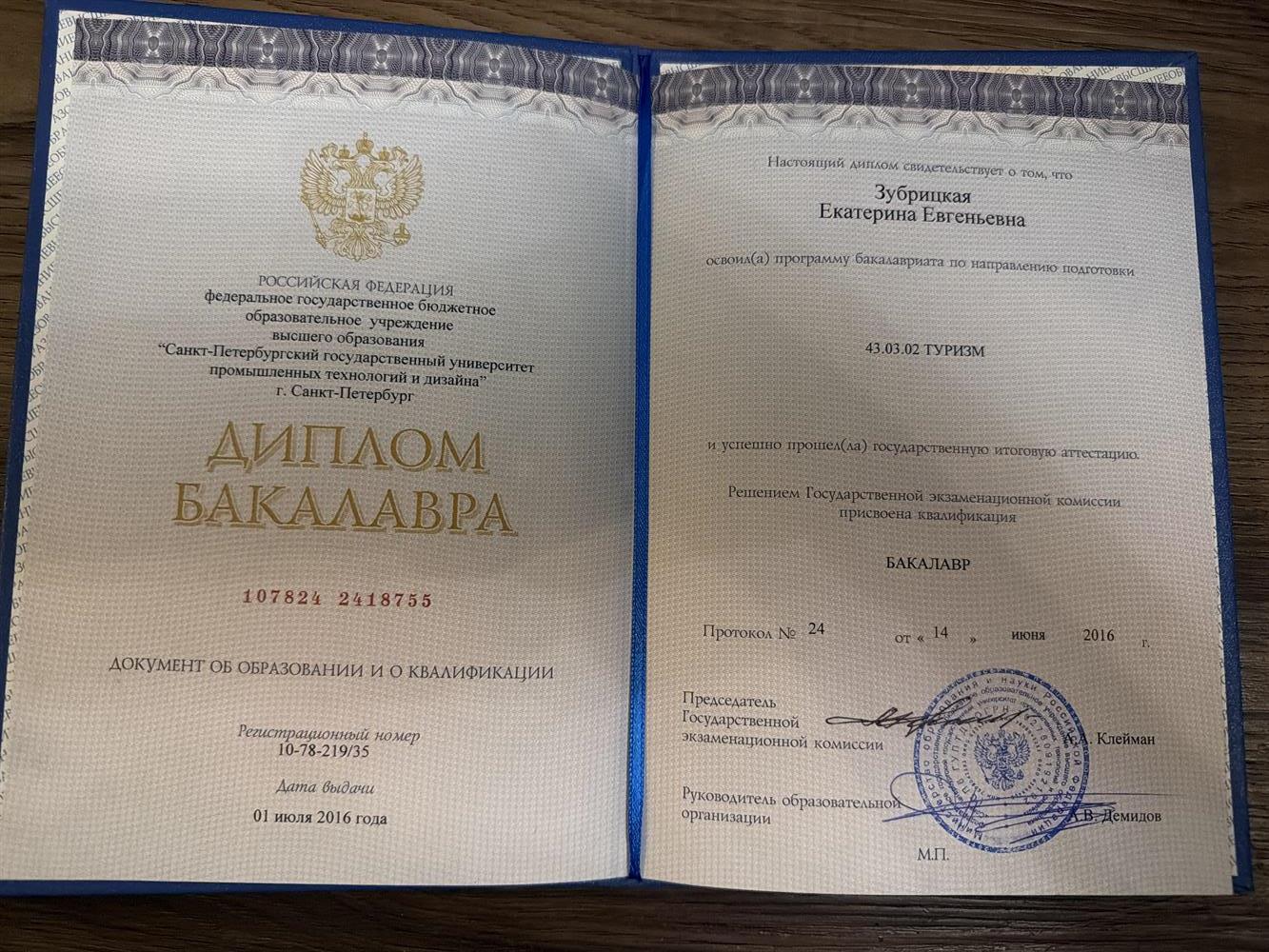 Диплом о Высшем образовании