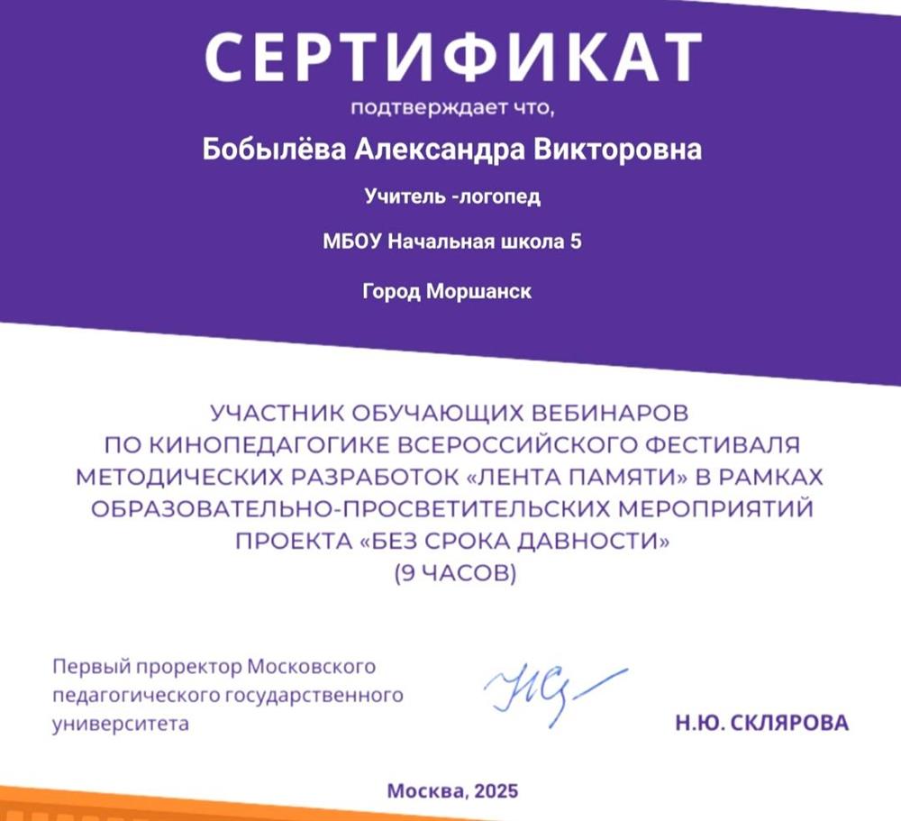 Сертификат участника Всероссийского фестиваля