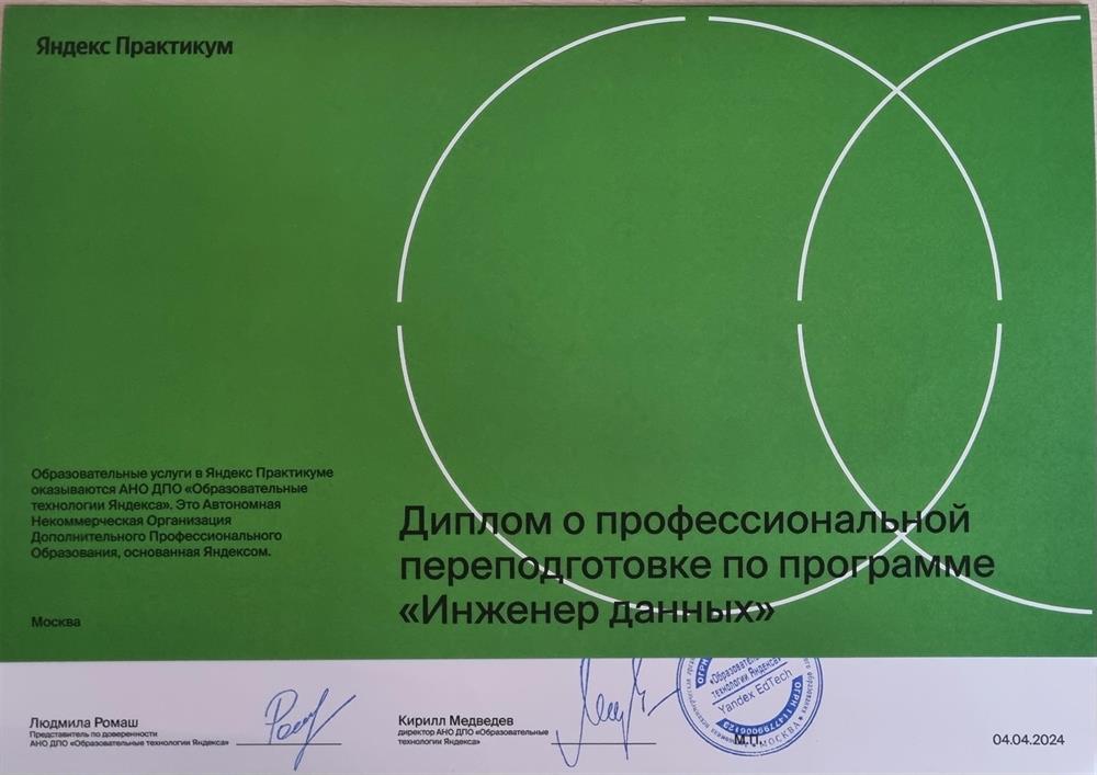 Переподготовка в Яндекс.Практикум
