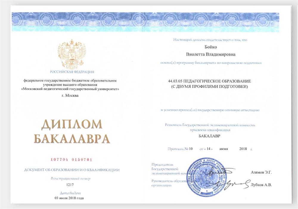 Диплом бакалавра