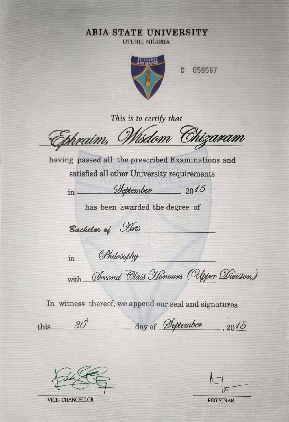 Degree Certificate