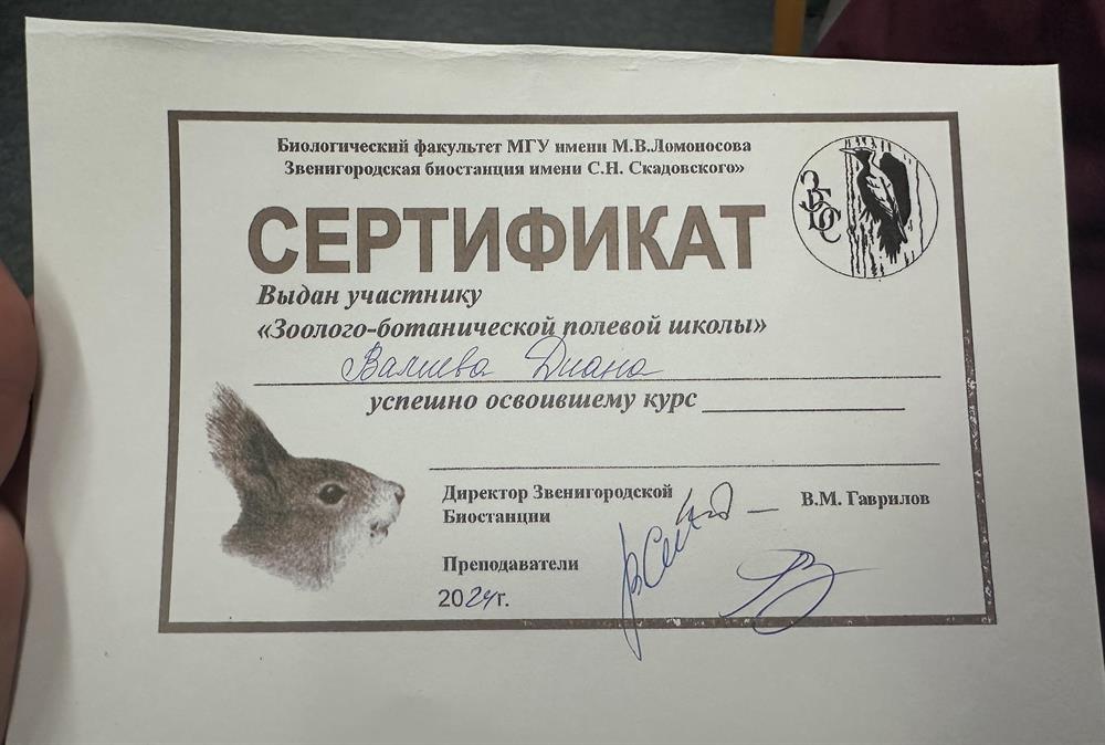 прохождение «Зоолого-полевой школы» на биостанции МГУ
