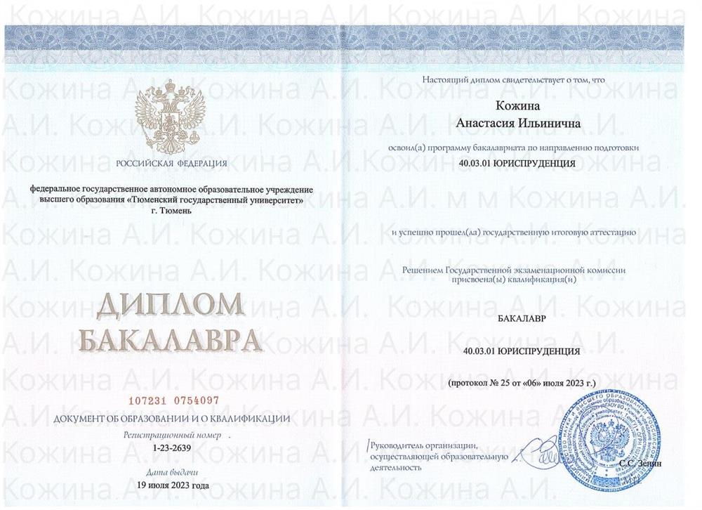 Диплом бакалавра по Юриспруденции