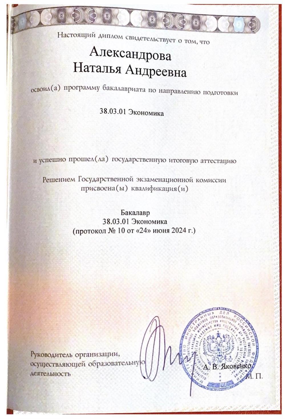 Диплом бакалавра