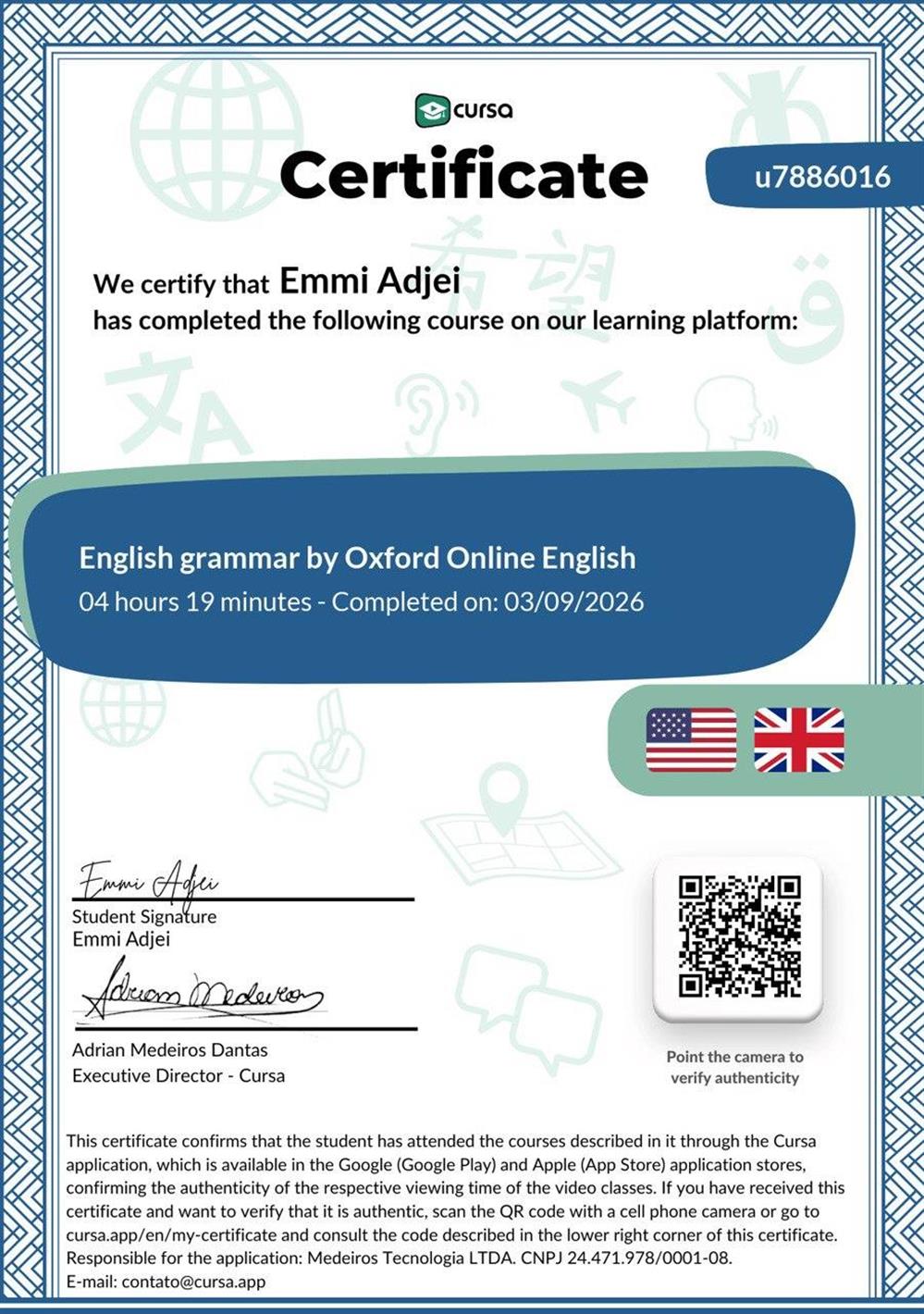 Cursa Certificate 