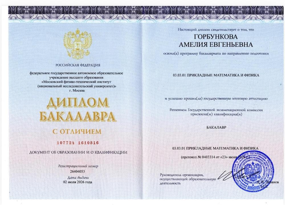 Диплом бакалавра с отличием