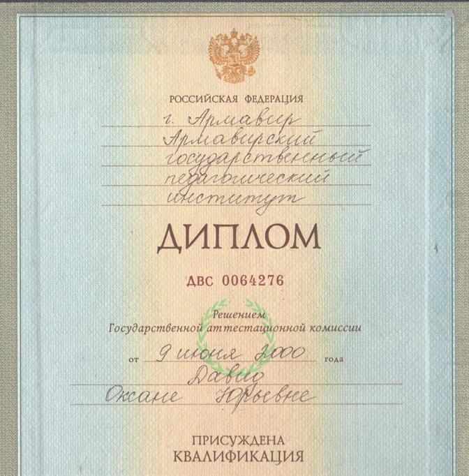 Диплом о высшем педагогическом образовании 