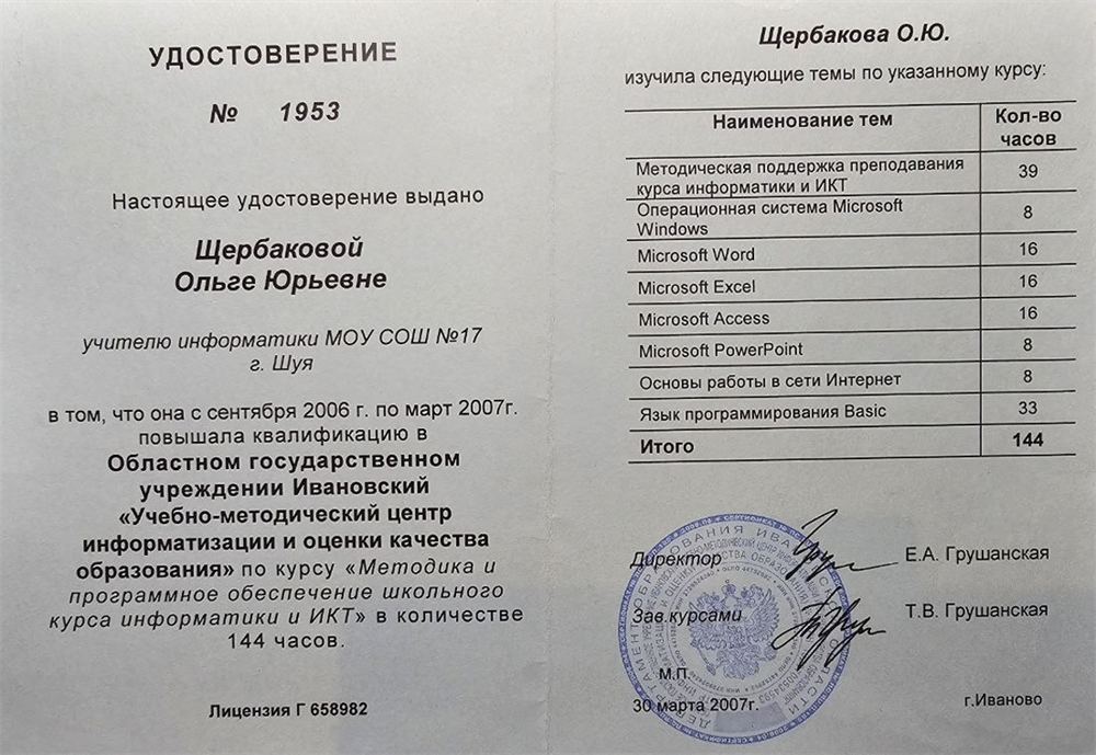 Повышение квалификации