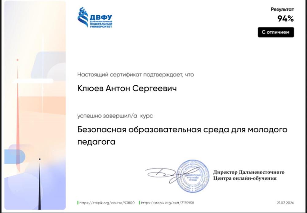 Безопасная образовательная среда для молодого педагога