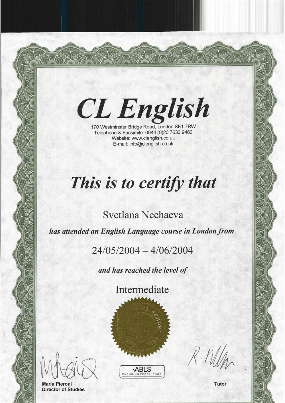 English Language Course in London (Intermediate)