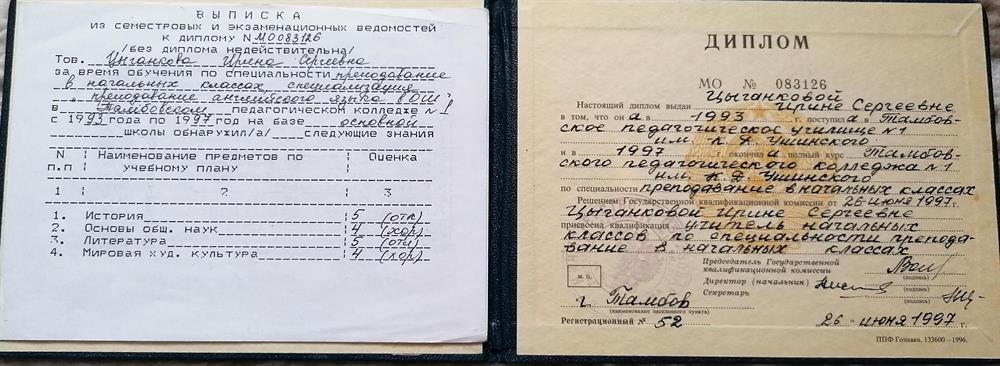 Диплом о среднем специальном образовании 