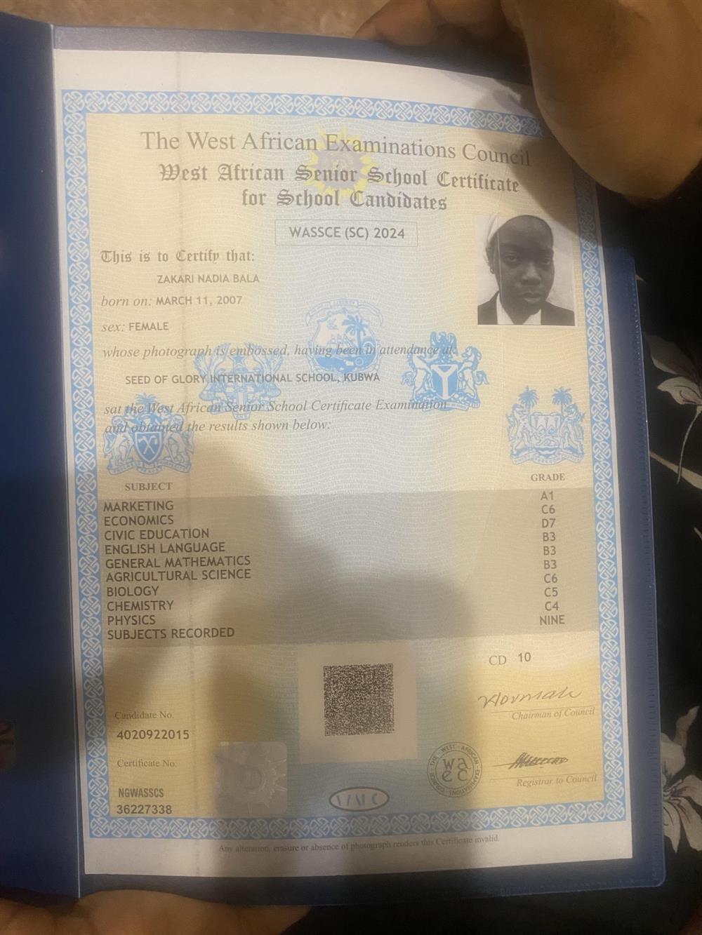 WAEC CERTIFICATE