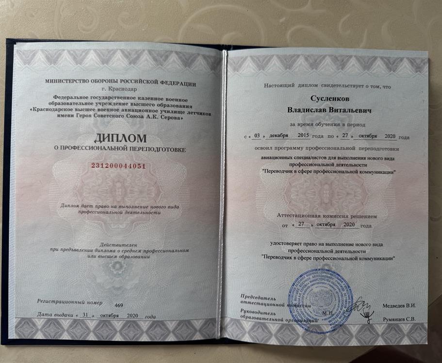 Диплом о профессиональной переподготовке