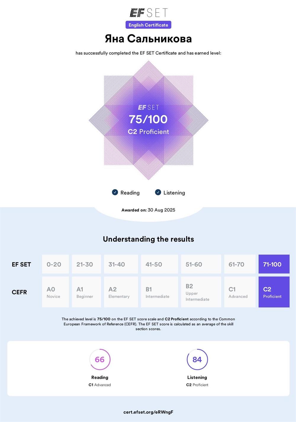 EF SET Стандартный тест на знание английского языка