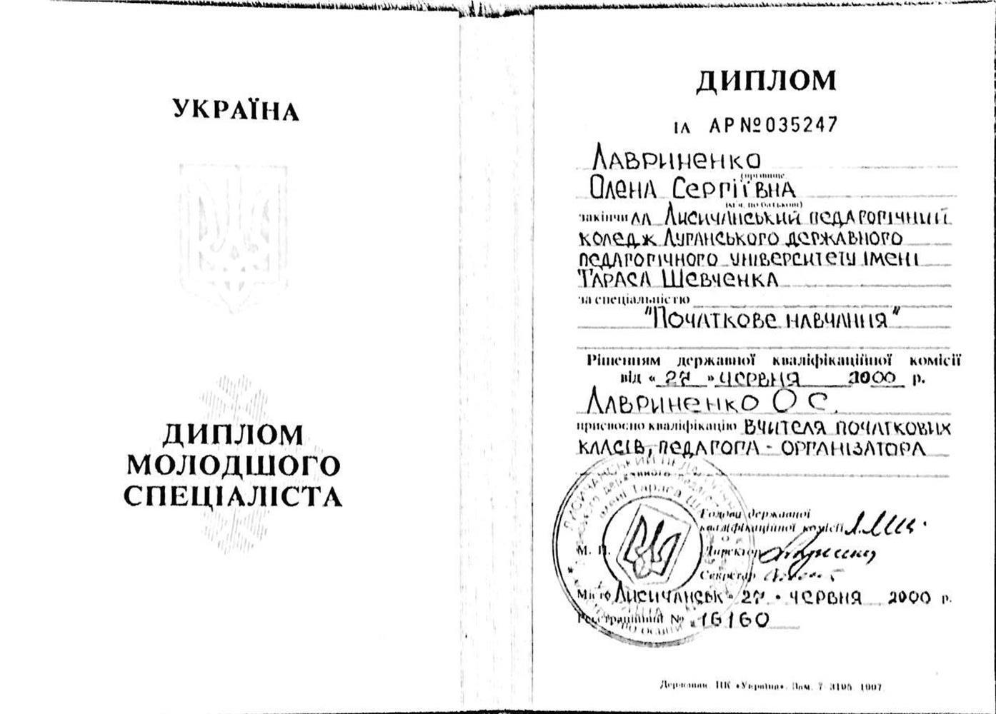 диплом об образовании 