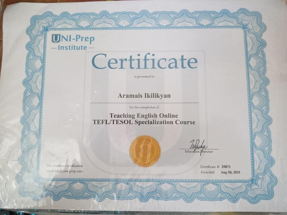 Сертификат TEFL/TESOL