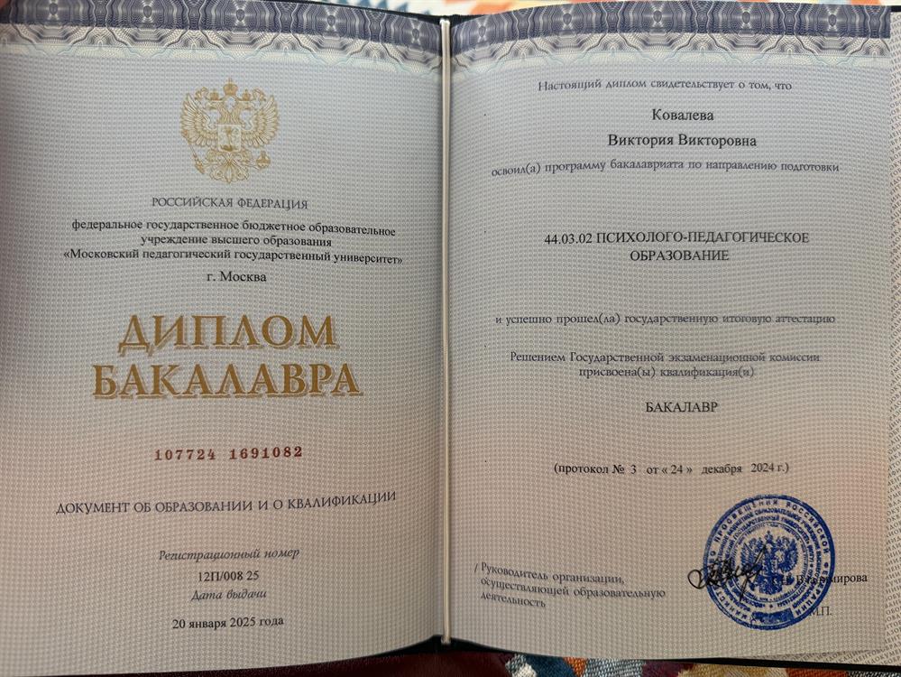 Диплом бакалавра психолого-педагогическое образования Детско-родительские отношения.