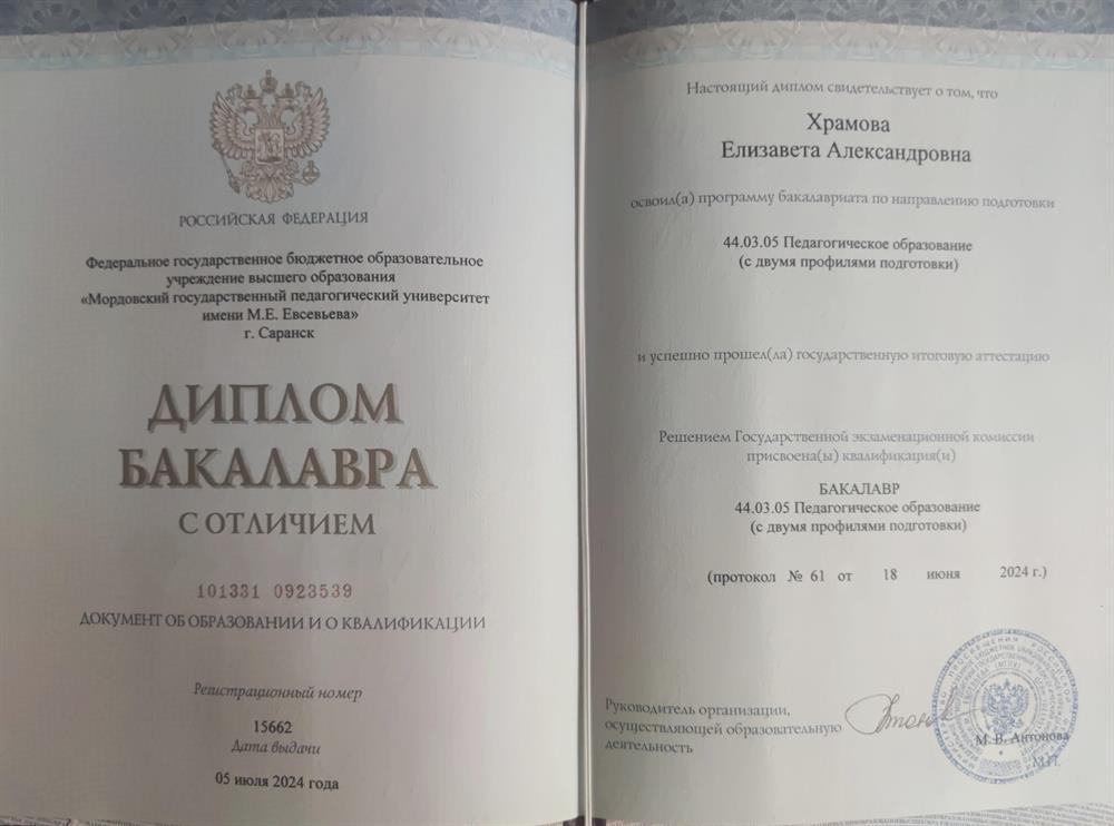 Диплом бакалавра с отличием 