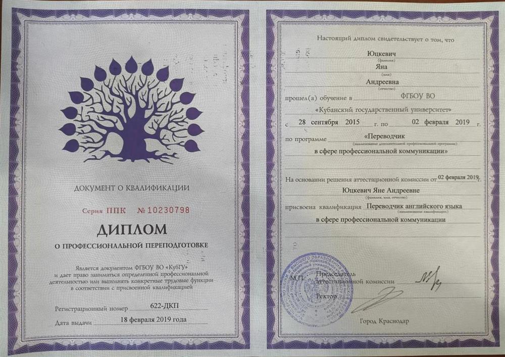 Диплом переводчика, стр. 1
