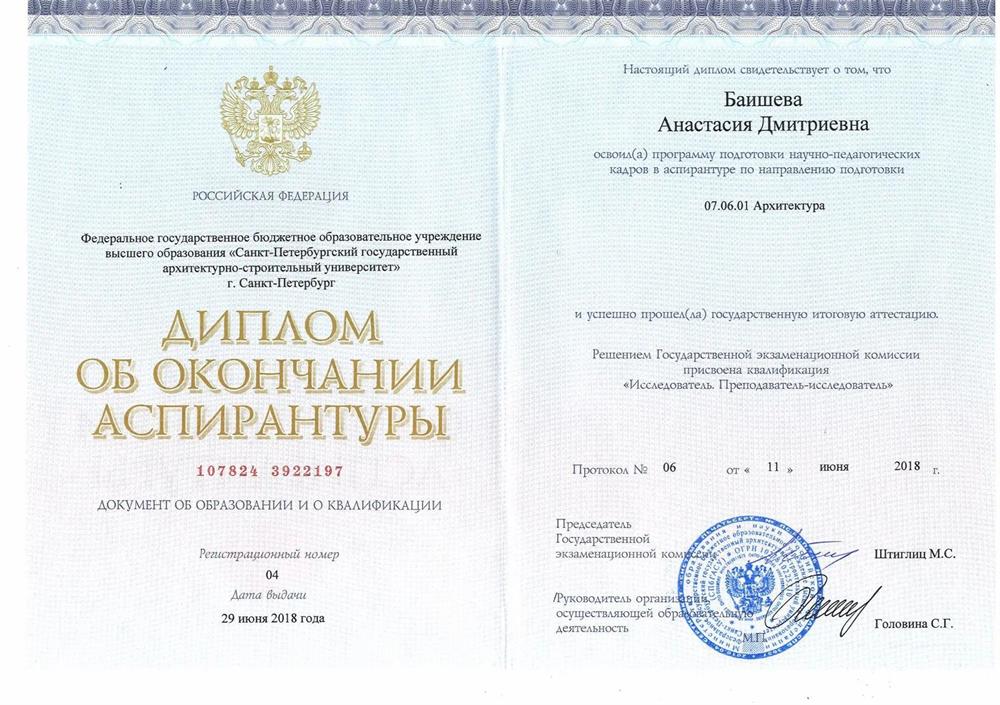 Диплом об окончании аспирантуры