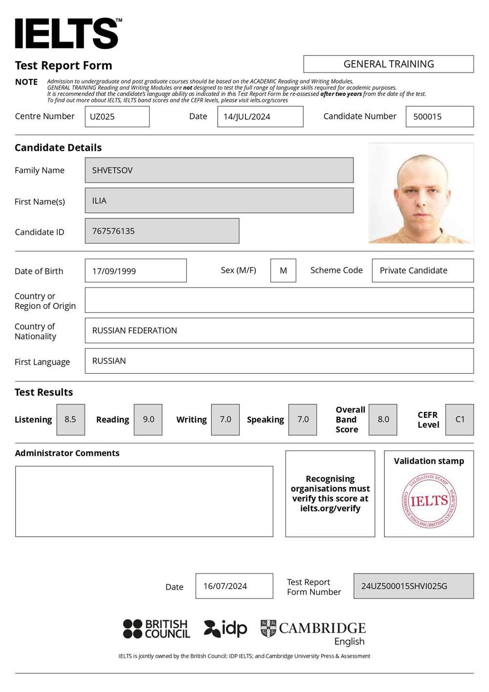 IELTS 8