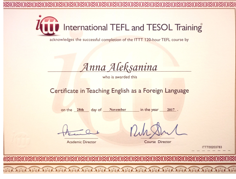 Certificate in Teaching English as a Foreign Language