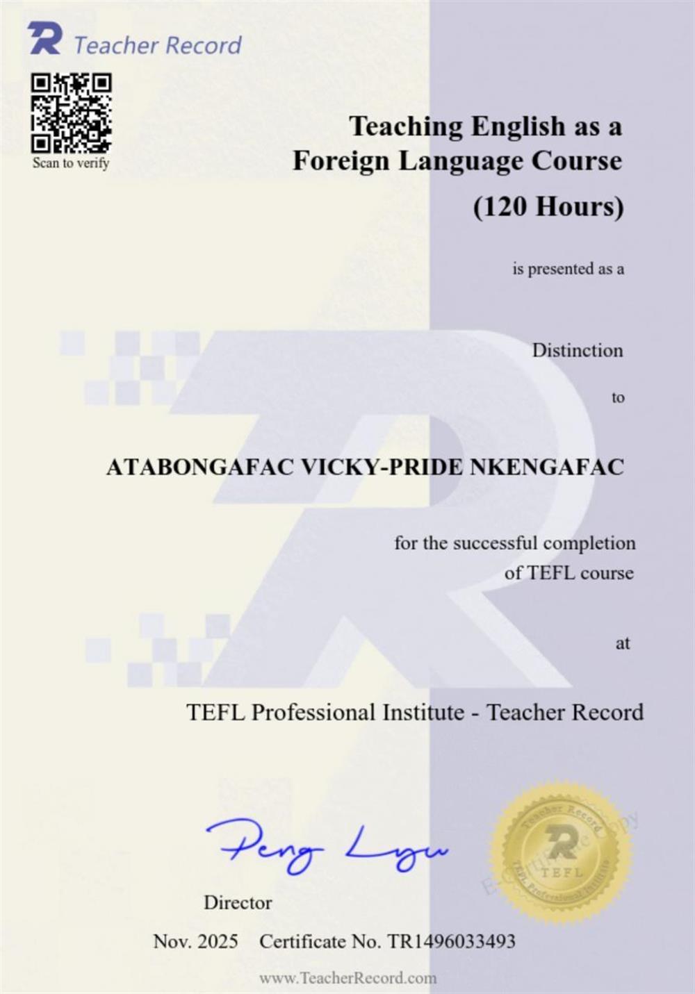 Teach English as a Foreign Language Certificate
