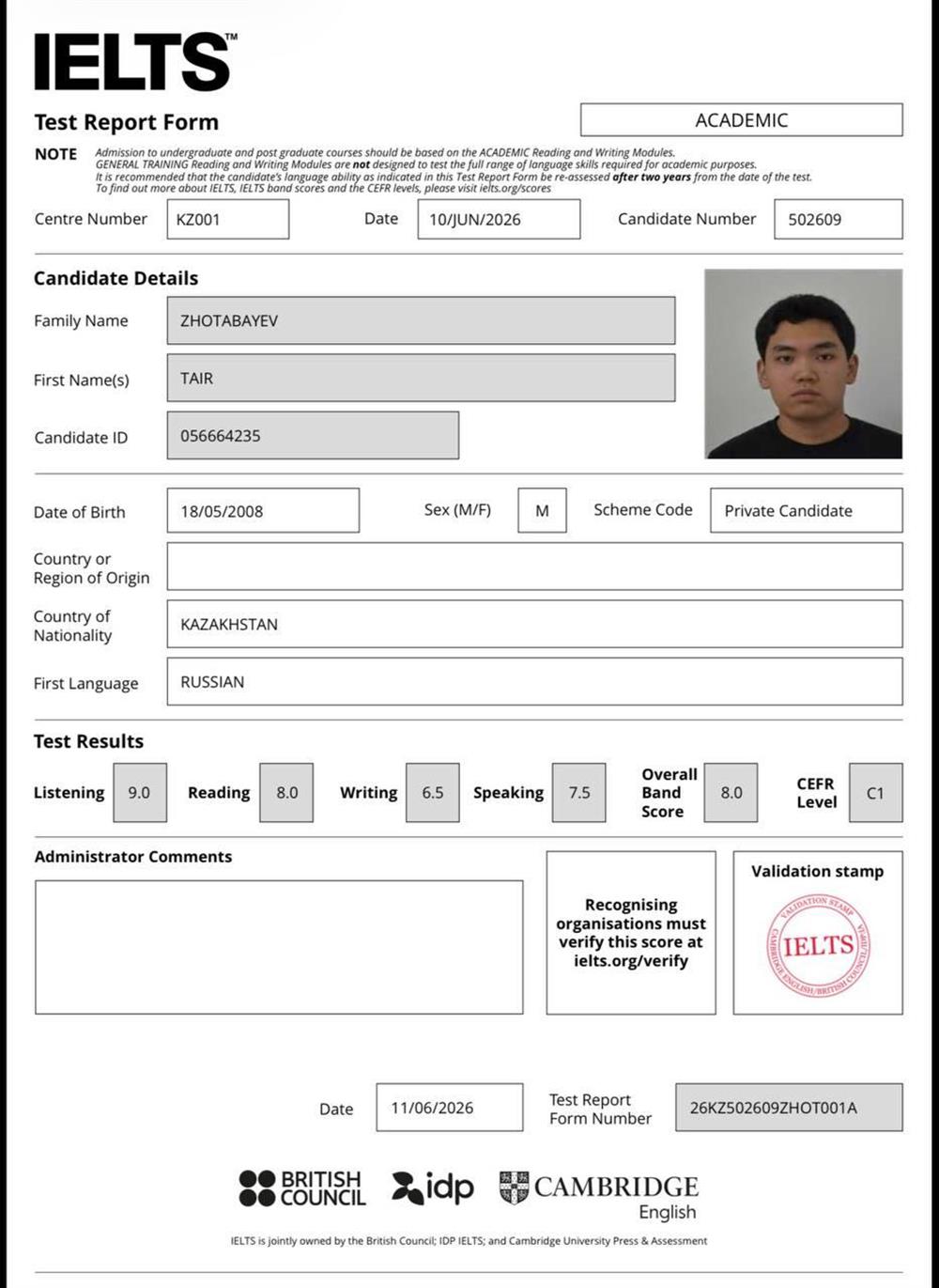 IELTS 8.0
