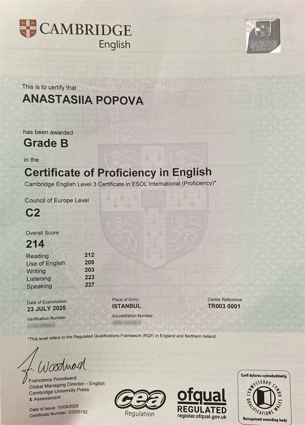 Cambridge Proficiency exam C2 