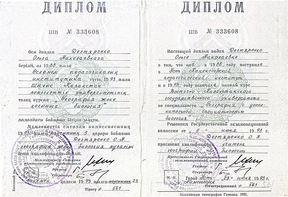 Диплом о высшем образовании