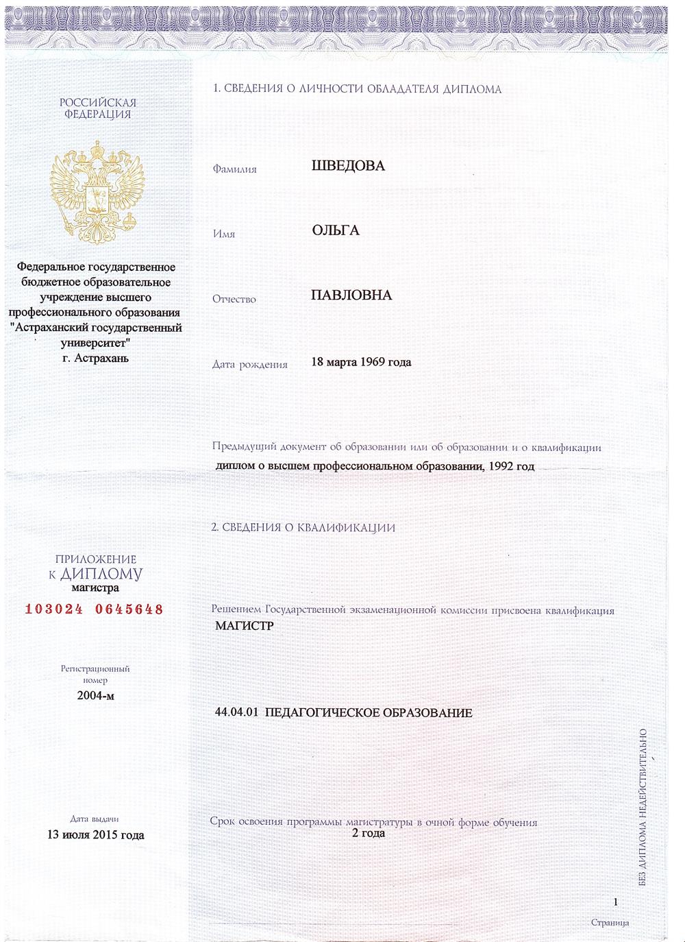 Диплом магистра