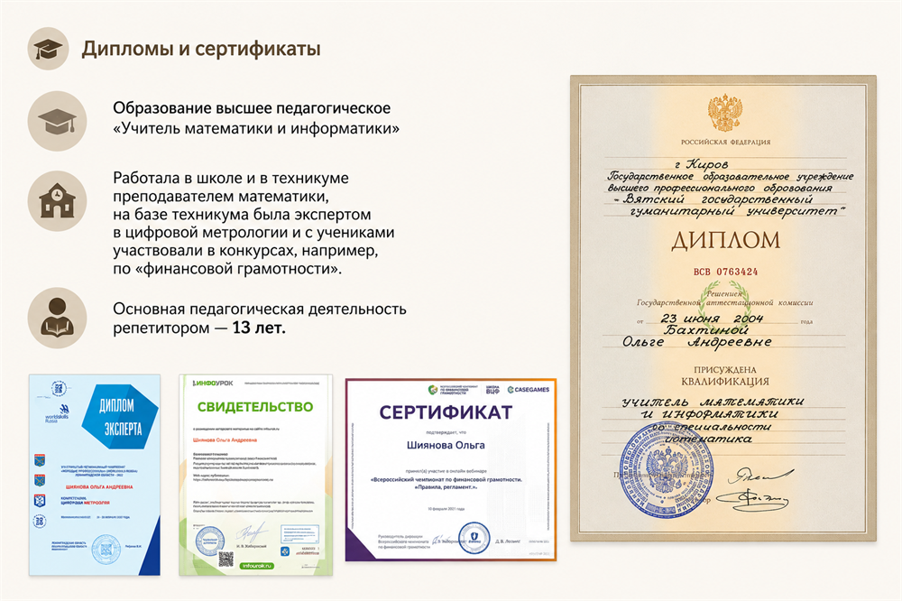 Дипломы и сертификаты