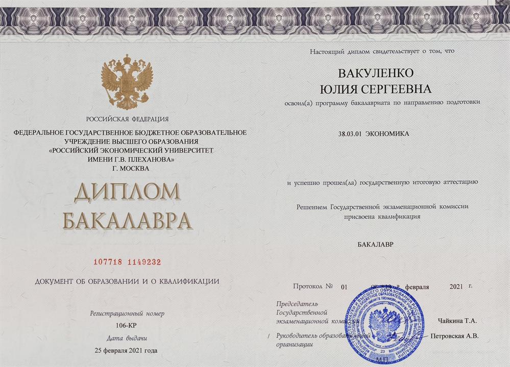 Диплом бакалавра 