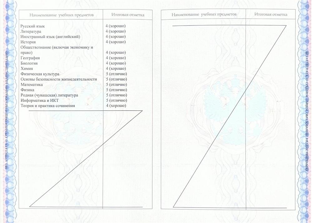 Приложение к аттестату 