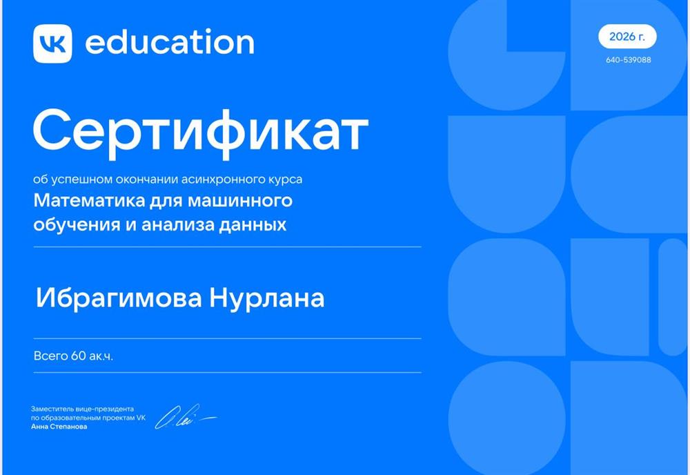 Математика для машинного обучения и анализа данных VK Education
