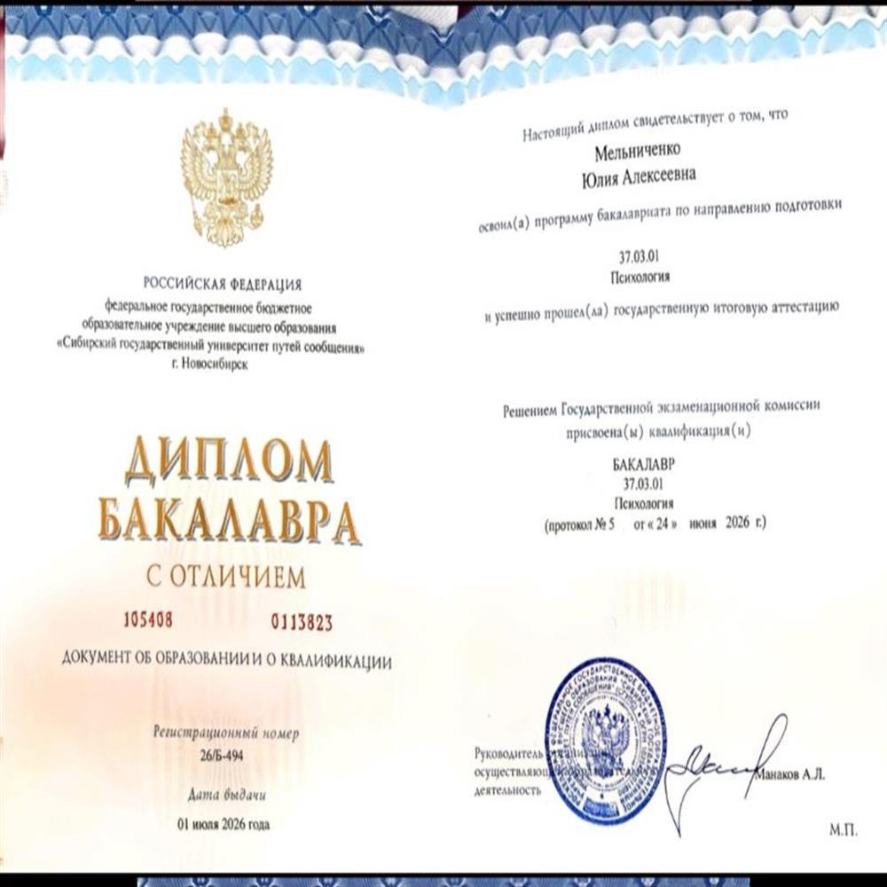 Диплом бакалавра с отличием 
