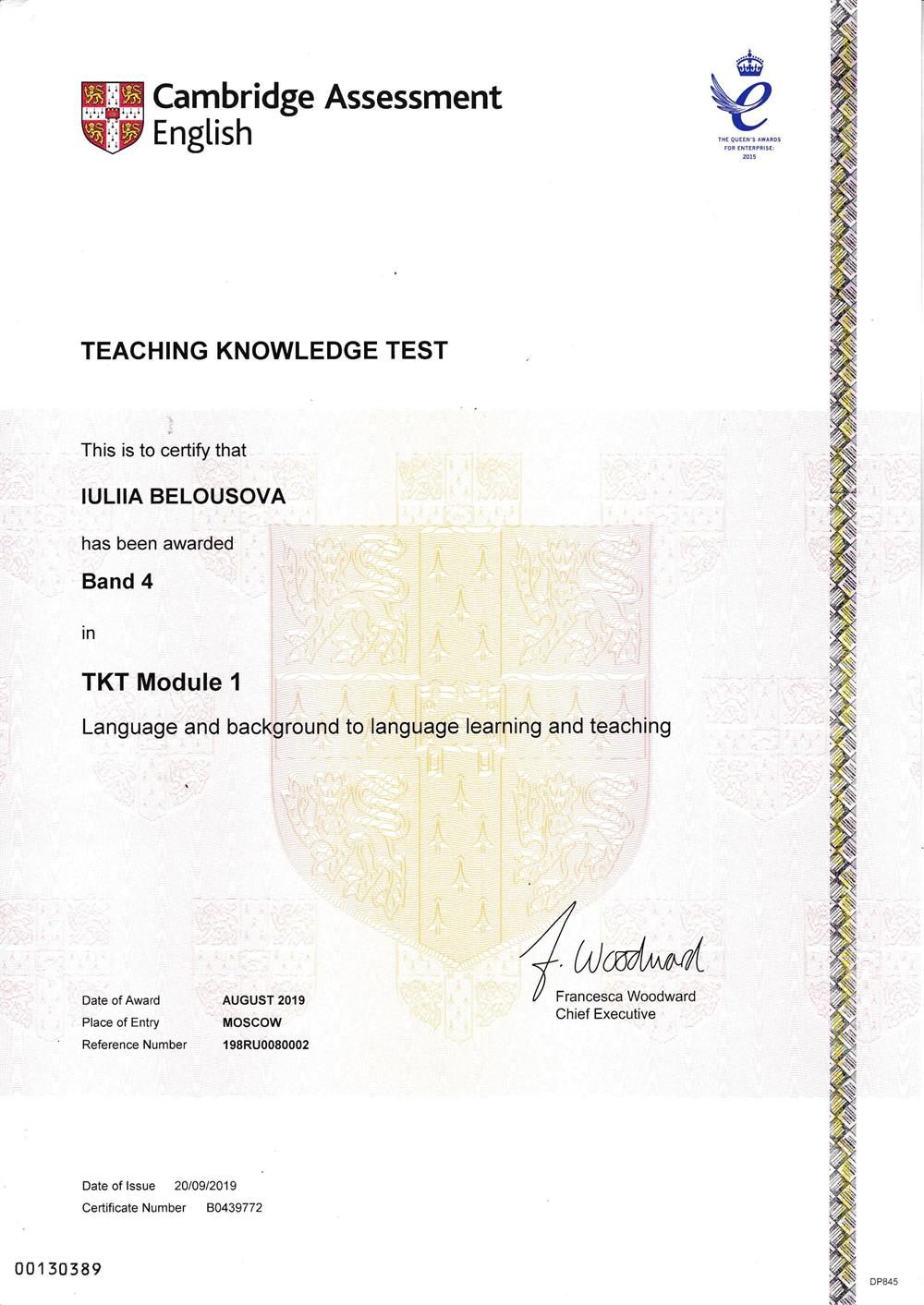  Cambridge Teaching Knowledge Test Module 1
