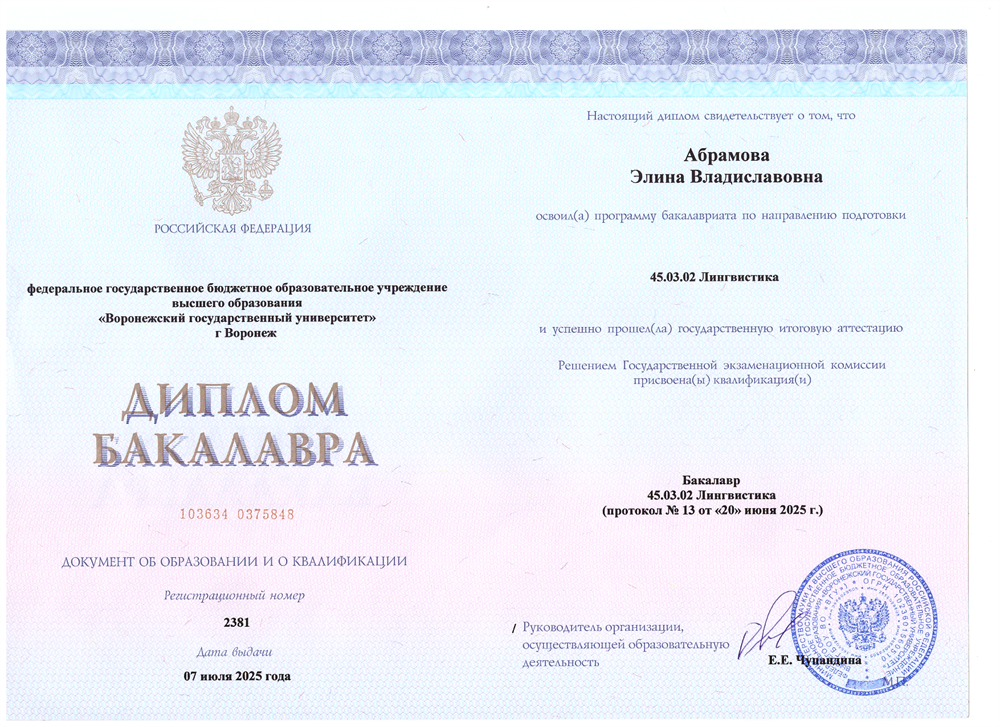 Диплом бакалавра