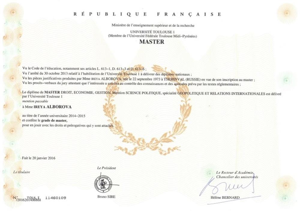 Master Geopolitique et Relations Internationales