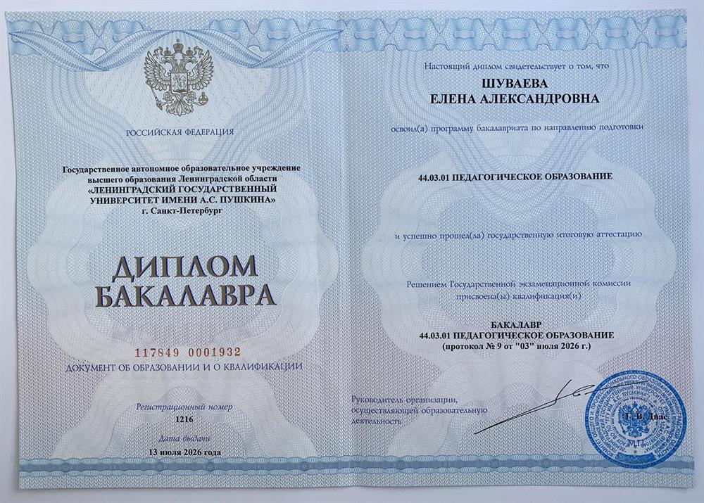Диплом бакалавра по направлению педагогическое образование в области иностранных языков (английский язык)