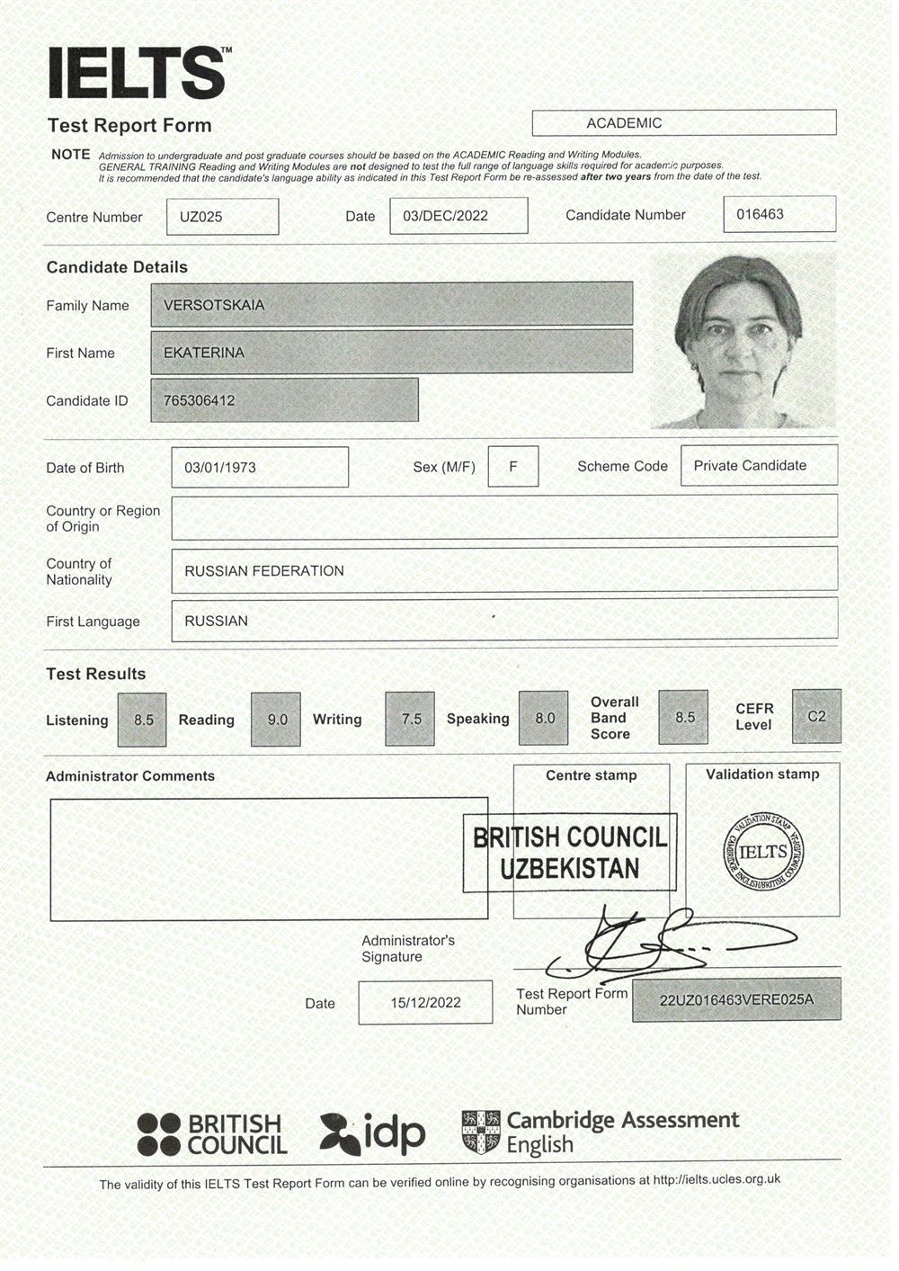 IELTS 8.5