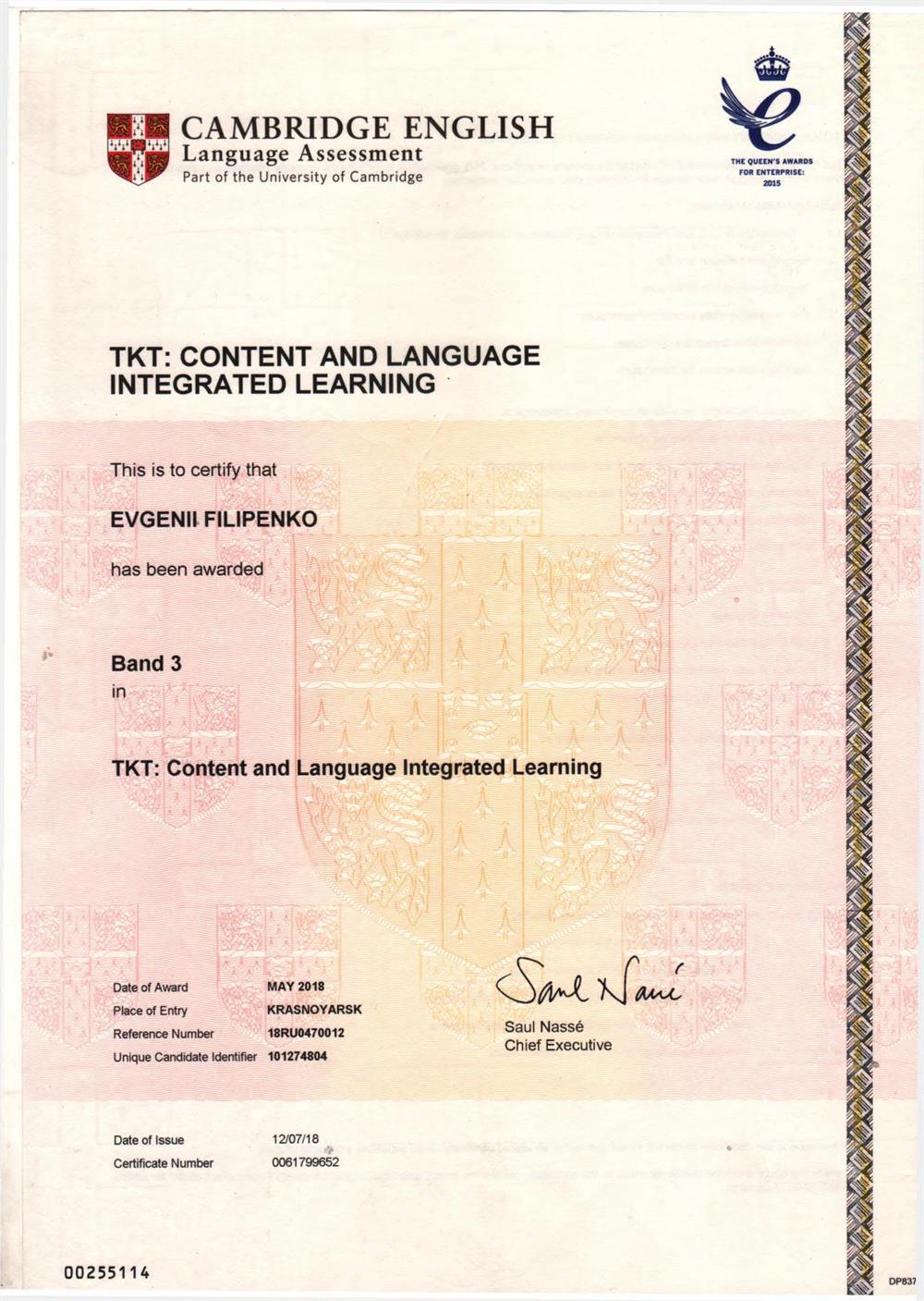 Teaching Knowledge Test (TKT) Content Language Integrated Learning (CLIL)