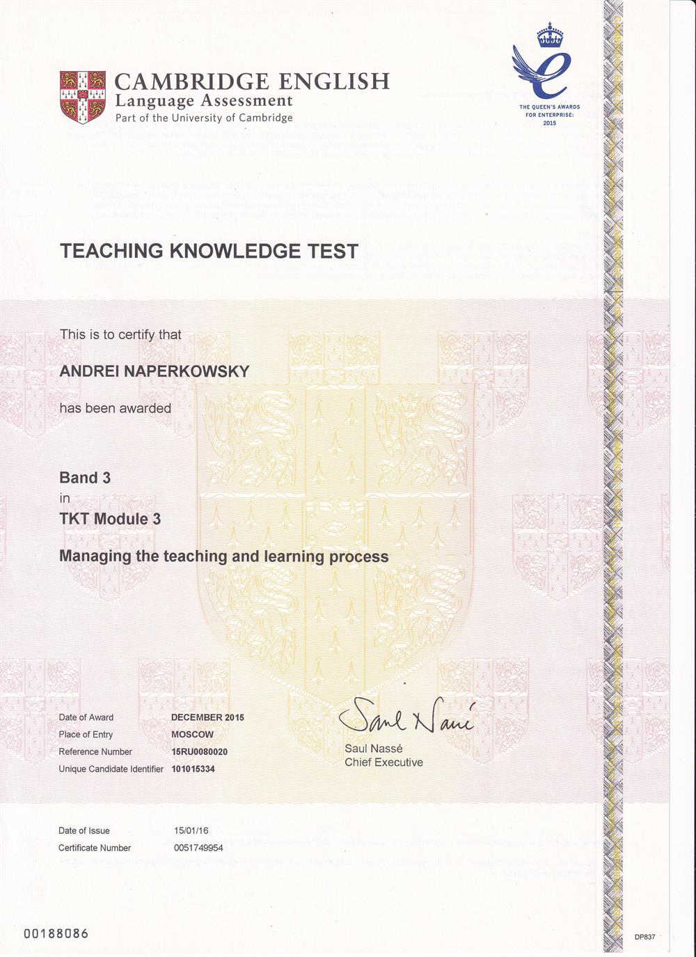Teacher Knowledge Test Modul 3