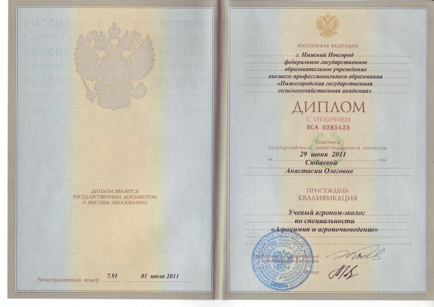 Диплом о высшем профессиональном образовании