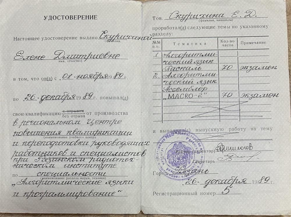 удостоверение об окончании курсов повышения квалификации