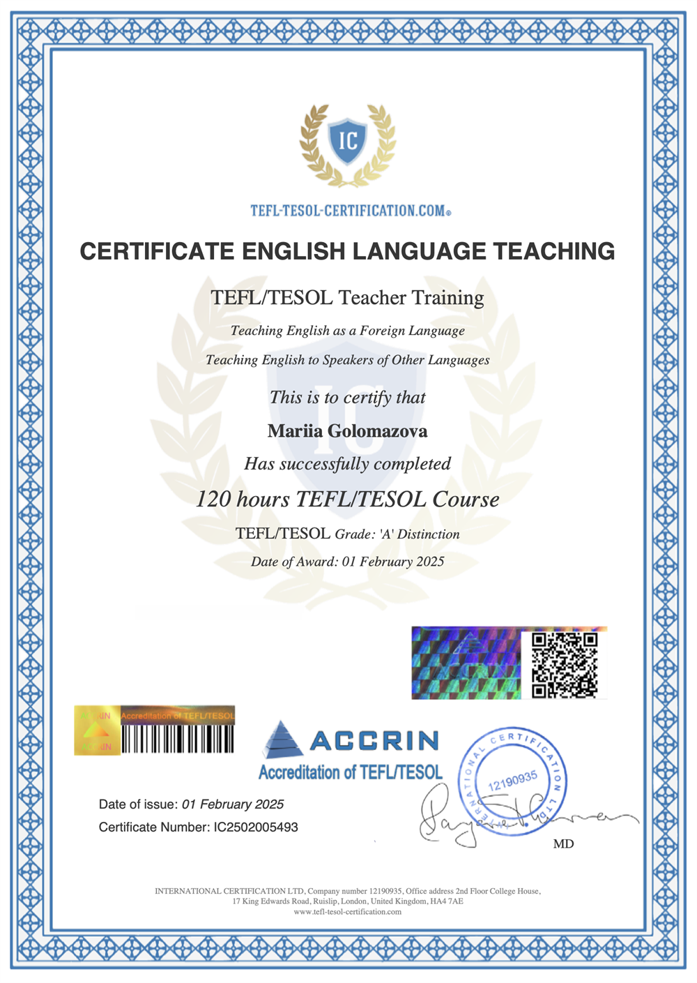 120-hours TEFL/TESOL