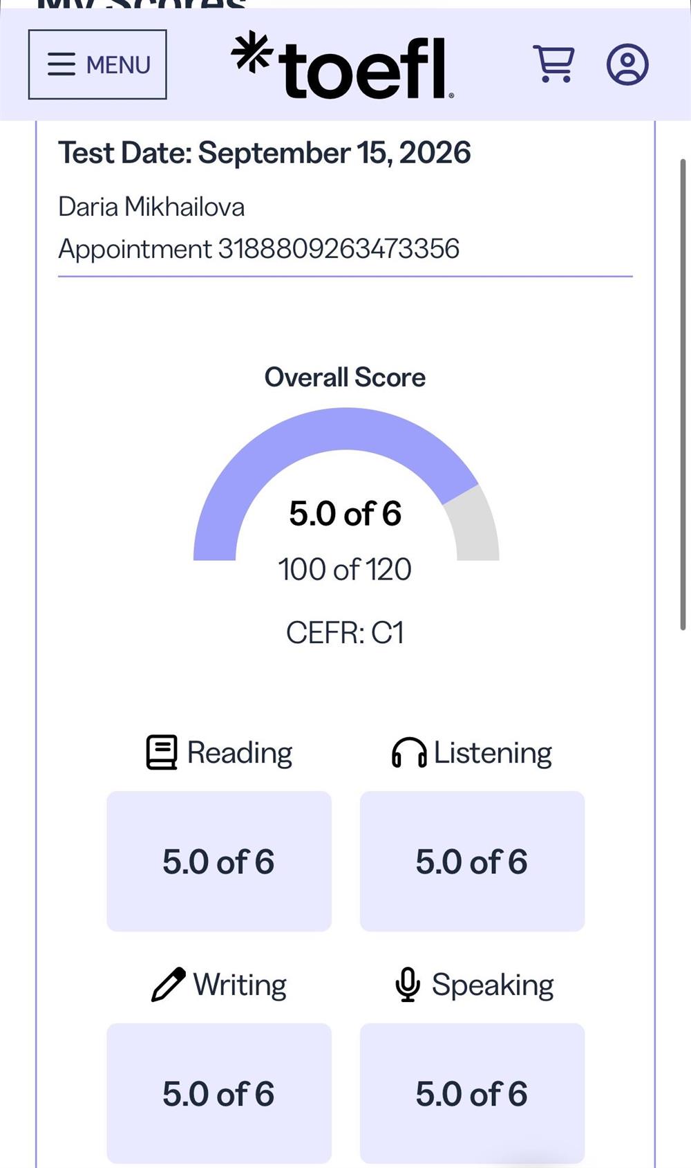Международный языковой экзамен TOEFL, подтверждающий владение англигязыком на уровне C1 (продвинутый уровень)
