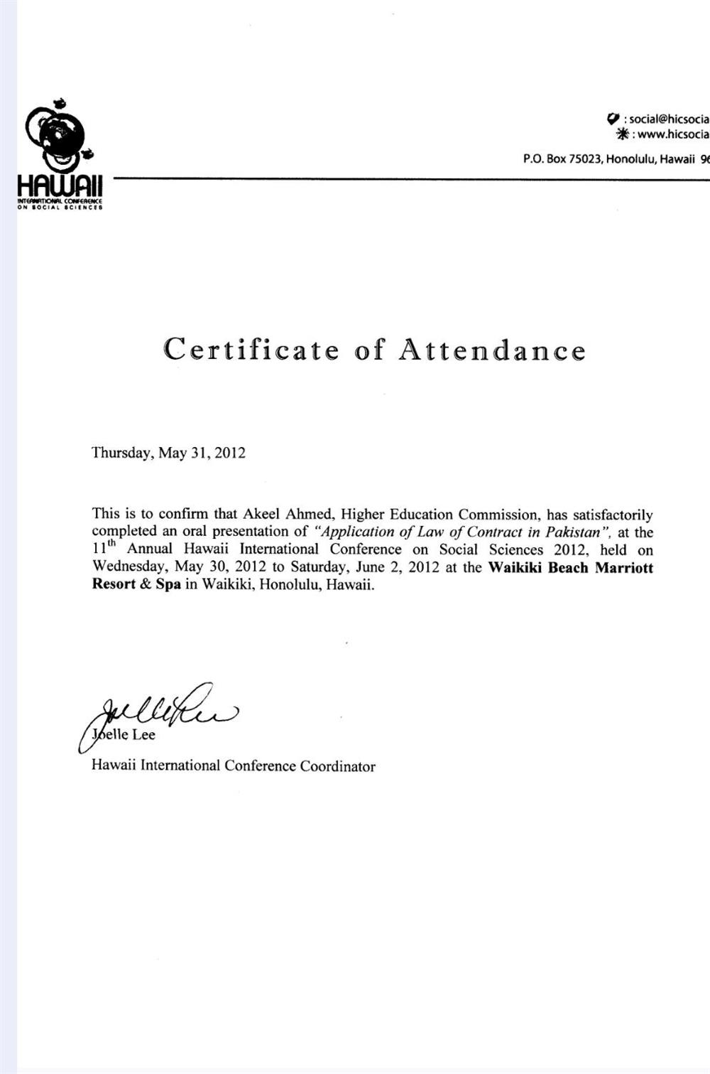 attended conference in USA